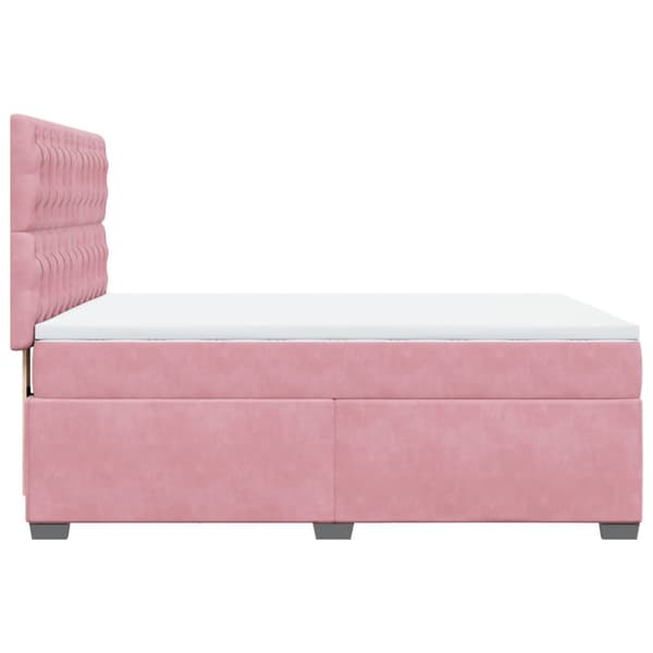 Ramsäng med madrass rosa 160x200 cm sammet
