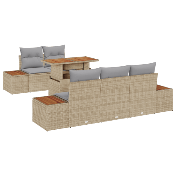 Trädgårdsoffset med lagring 6 pcs Beige Poly rattan