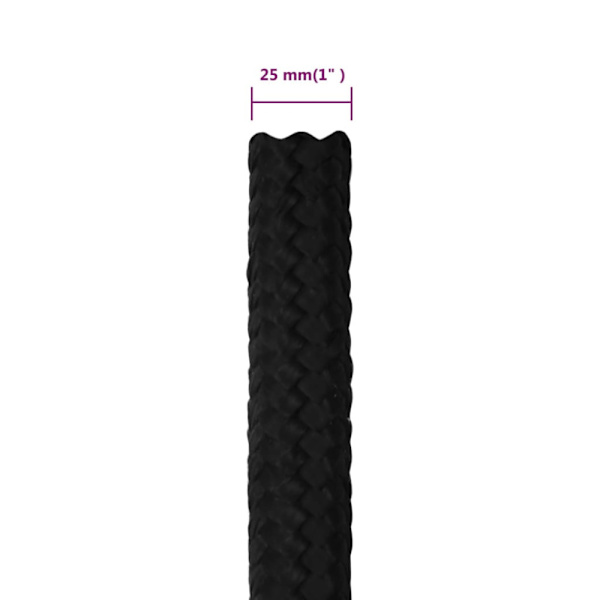 Rep svart 25 mm 50 m polyester