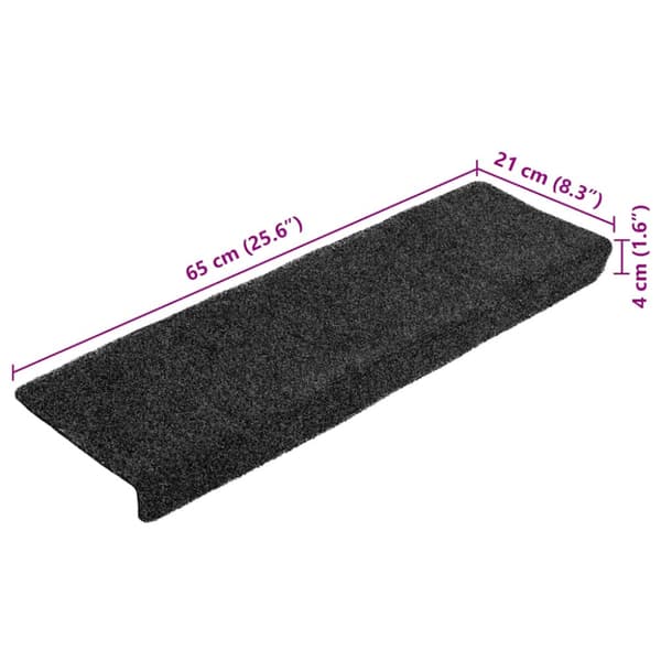 Trappmattor självhäftande 20 st 65x21x4 cm mörkgrå rektangulär kant
