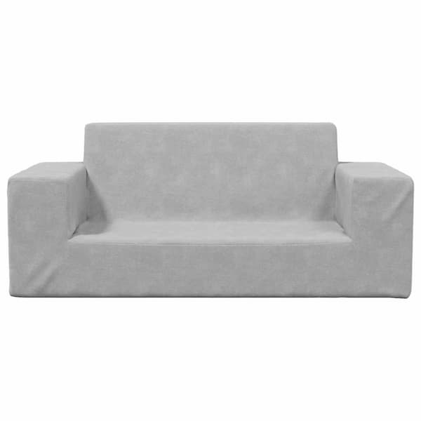 Barnsoffa 2-sits ljusgrå mjuk plysch