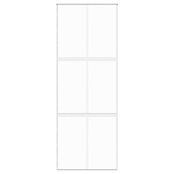 Skjutdörr vit 76x205 cm härdat glas och aluminium