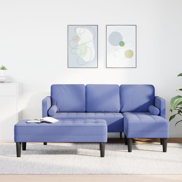Soffset med kudde 2 pcs Jeansblå Polyester