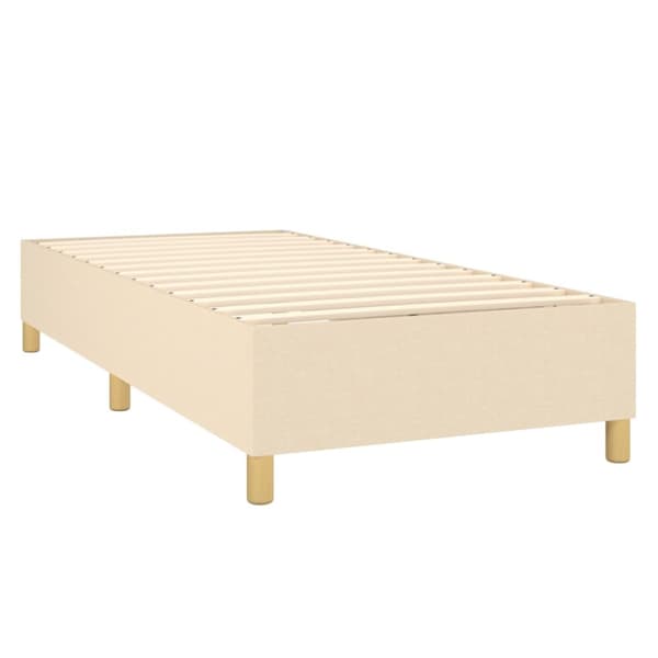 Ramsäng med madrass & LED gräddvit 80x200 cm tyg