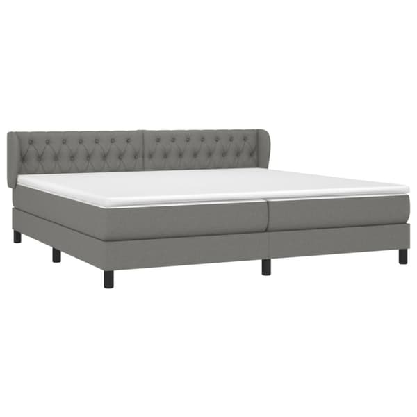 Ramsäng med madrass mörkgrå 200x200 cm tyg