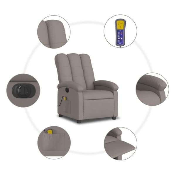 Elektrisk massagefåtölj taupe tyg