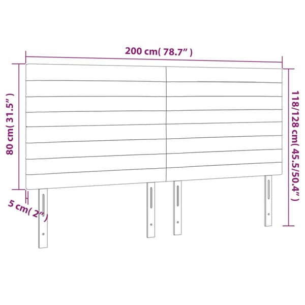 Sänggavel LED rosa 200x5x118/128 cm sammet