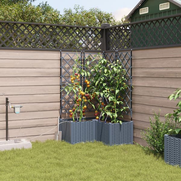 Trädgårdsplanterare 3 pcs Ljusgrå Plast