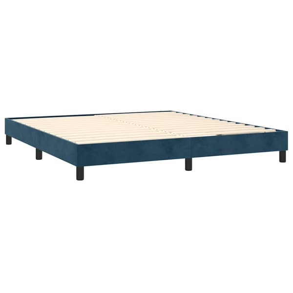 Ramsäng med madrass mörkblå 180x200 cm sammet