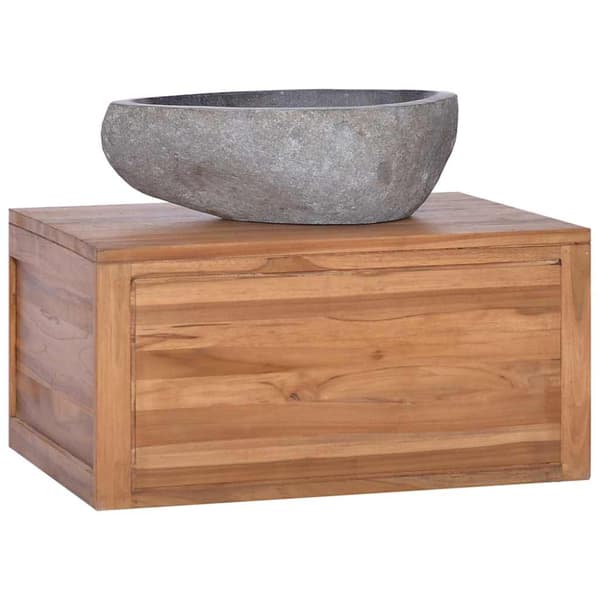 Väggmonterad badrumskommod 60x45x30 cm massiv teak