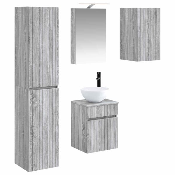 Badrumsskåpsset 5 pcs Grå Sonoma 40 x 10,5 x 60,5 cm