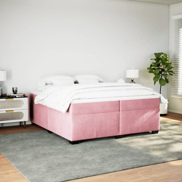 Ramsäng med madrass rosa 200x200 cm sammet