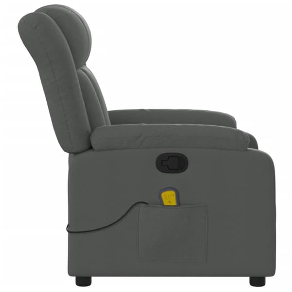Massagefåtölj mörkgrå tyg