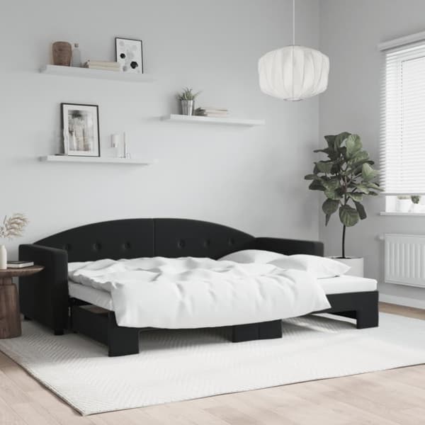 Dagbädd utdragbar svart 80x200 cm sammet