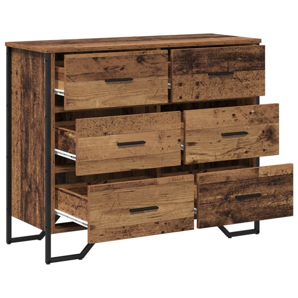 Kommode med låda 2 pcs Gammalt trä 91 x 35,5 x 74,5 cm