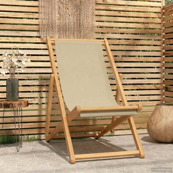 Strandstol Beige Massivt teakträ