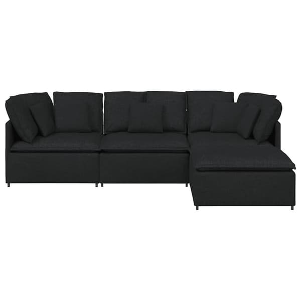 Modulsoffa med fotpall och dynor svart