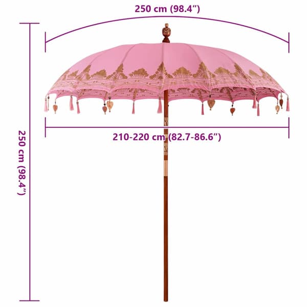 Balinesisk Parasol Rosa 215 x 215 x 260 cm Bomull
