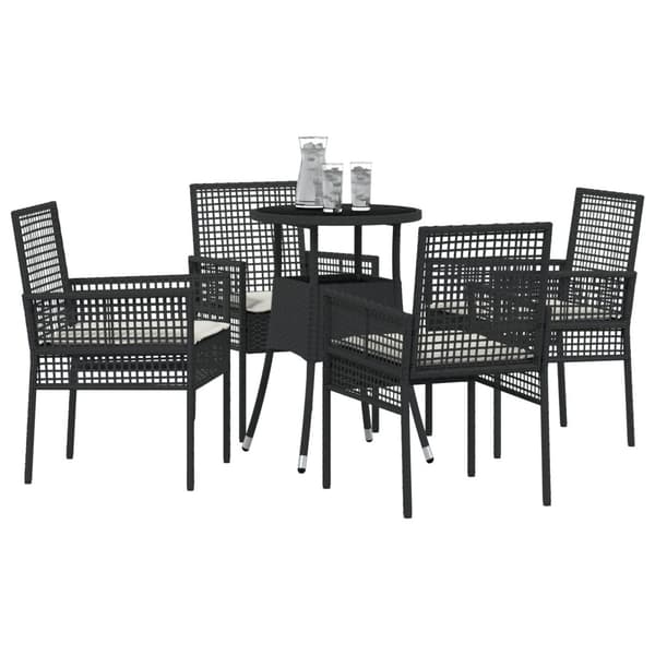Trädgårdsmöbelset 5 pcs Svart konstrotting