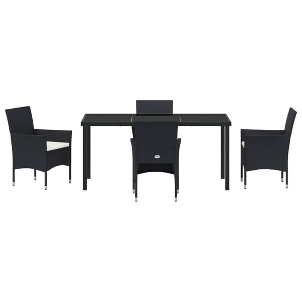 Trädgårdsmöbelset med kudde 5 pcs Svart konstrotting