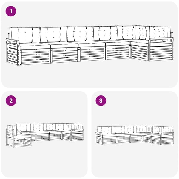 Utomhussoffset 6 pcs Vit och grädde 408 x 170,5 x 73 cm