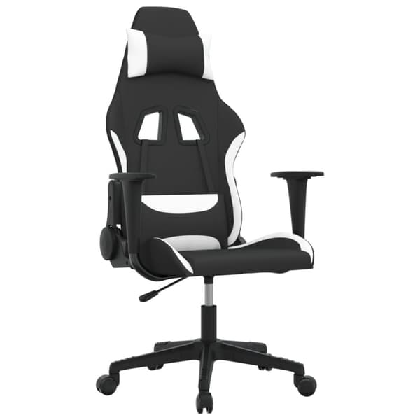 Gamingstol svart och vit tyg