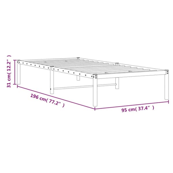 Sängram metall vit 90x190 cm