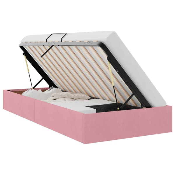 Ottoman Sängram med lagring Rosa 100 x 200 cm Sammet