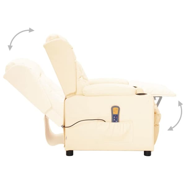 Massagefåtölj gräddvit konstläder