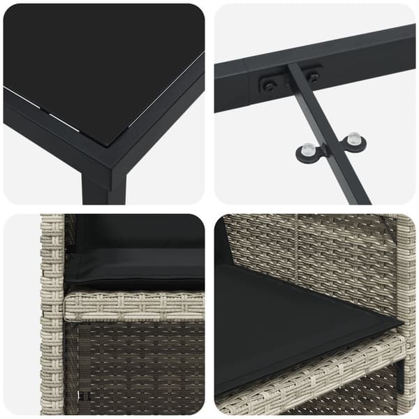 Trädgårdsmöbelset med kudde 5 pcs Ljusgrå konstrotting
