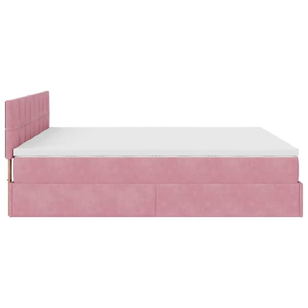 Ottoman sängram med madrasser rosa 180x200 cm sammet