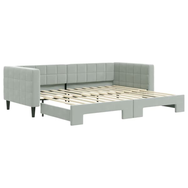 Dagbädd utdragbar ljusgrå 90x200 cm sammet