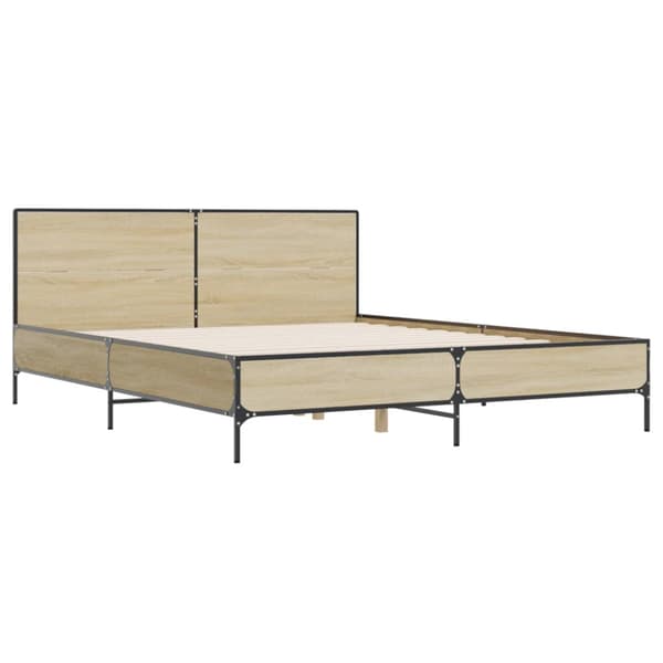 Sängram sonoma-ek 140x190 cm konstruerat trä och metall