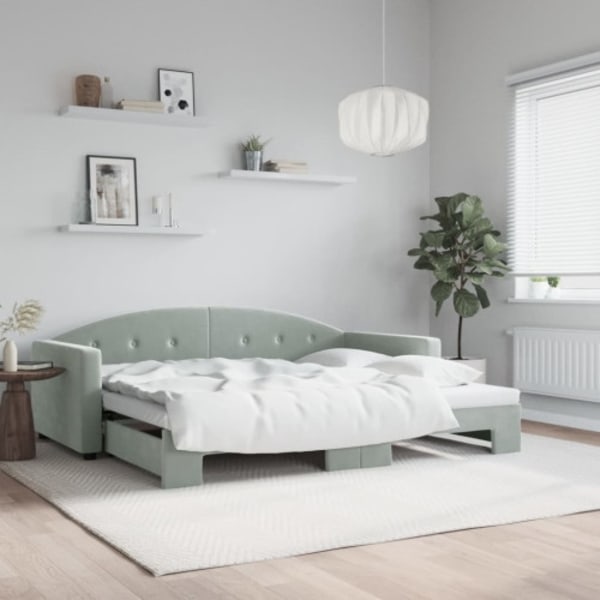 Dagbädd utdragbar ljusgrå 90x200 cm sammet