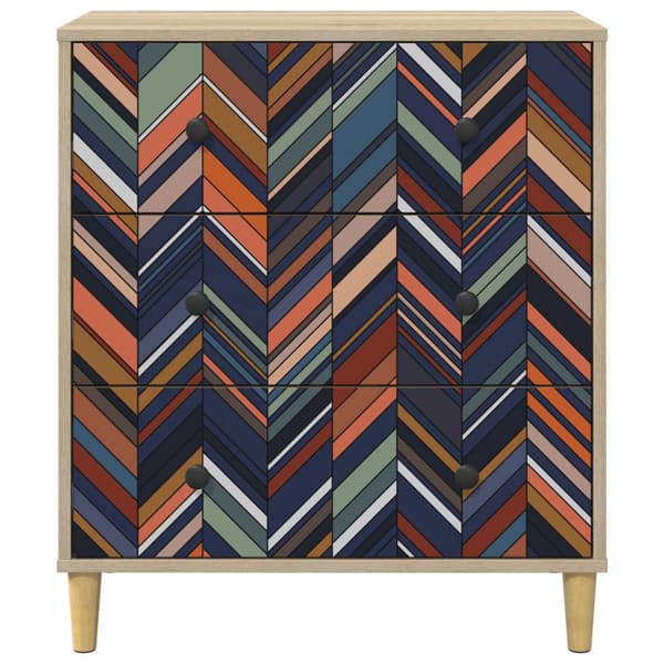 Kommode OMMEN Geometrisk tryck 66 x 36,5 x 75 cm Sonoma-ek