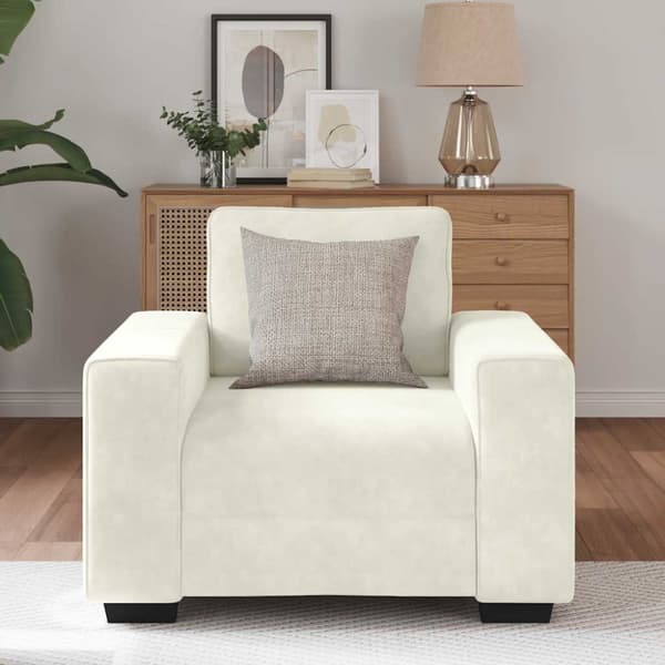 Soffstol gräddvit 100x77x82 cm sammet