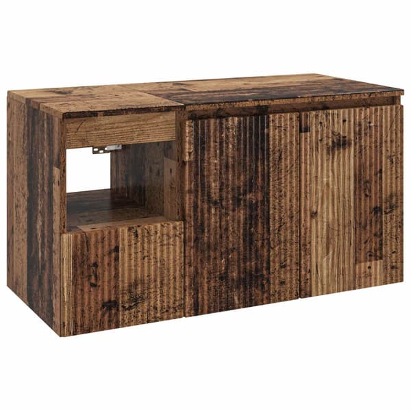 Badrumsmöbelset 2 st Gammalt trä Konstruerat trä
