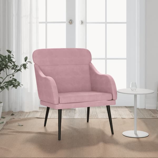 Fåtölj rosa 63x76x80 cm sammet