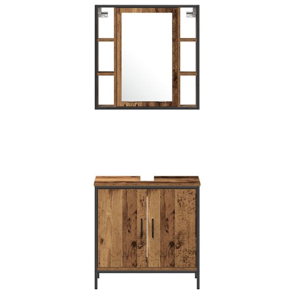 Badrumsmöbelset 4 pcs Brun 33 x 33 x 185.5 cm Konstruerat trä