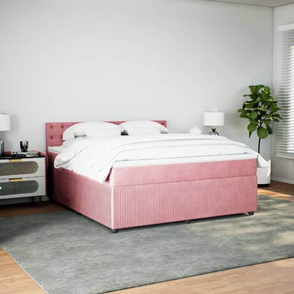 Ramsäng med madrass rosa 180x200 cm sammet