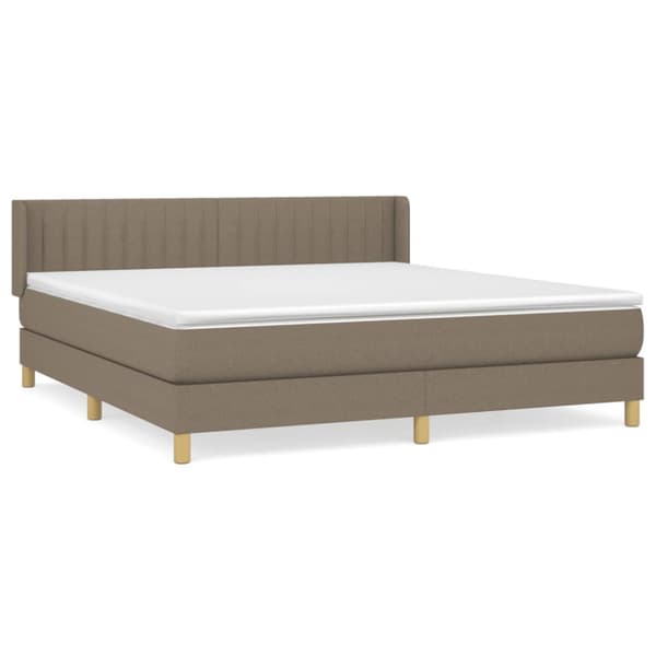 Ramsäng med madrass taupe 180x200 cm tyg