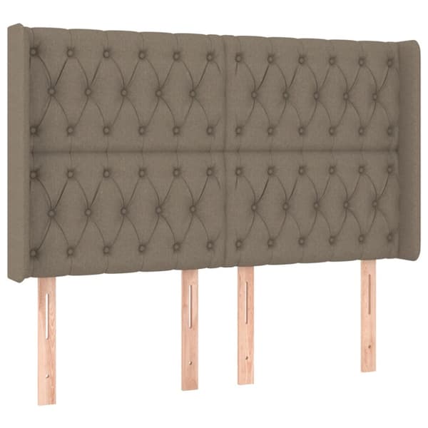 Ramsäng med madrass & LED taupe 140x200 cm tyg