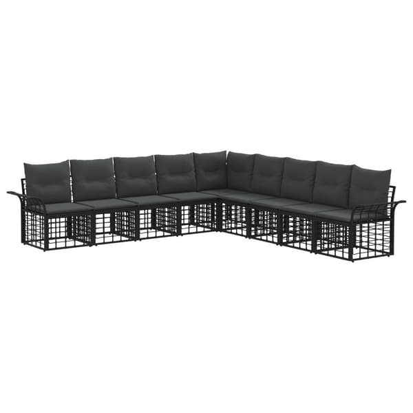 Utomhussoffset 9 pcs Svart och Mörkgrå Polyester
