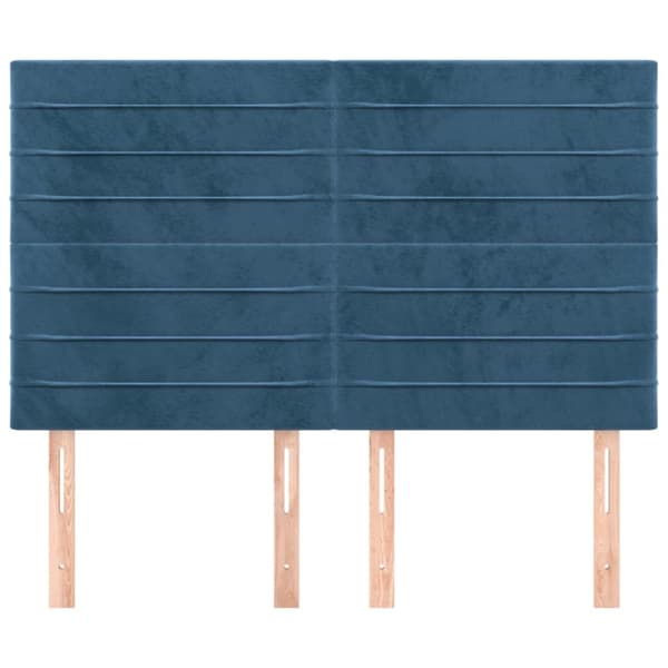 Sänggavel mörkblå 144x5x118/128 cm sammet