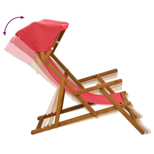 Deck Chair 3 Position Massiv Eukalyptus Trä Röd