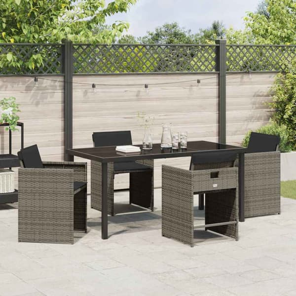 Trädgårdsmöbelset 5 pcs Grå konstrotting