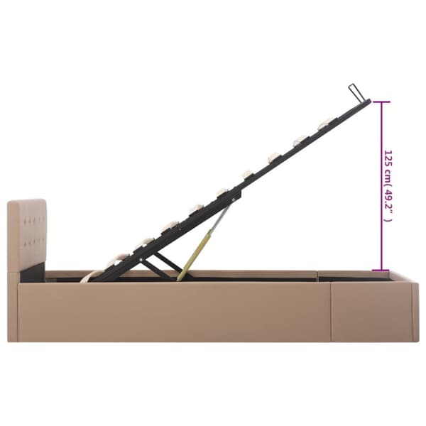 Sängram hydraulisk förvaring cappuccino konstläder 100x200 cm
