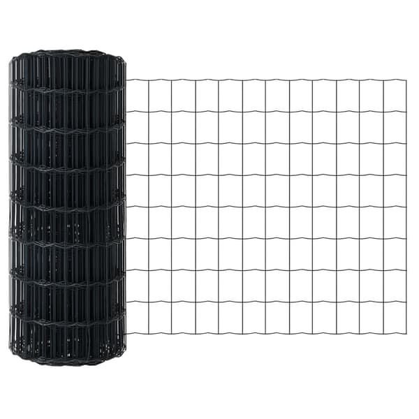 Euro Staket med Stöd 10 x 0,6 m PVC-belagda stål Grå Mesh