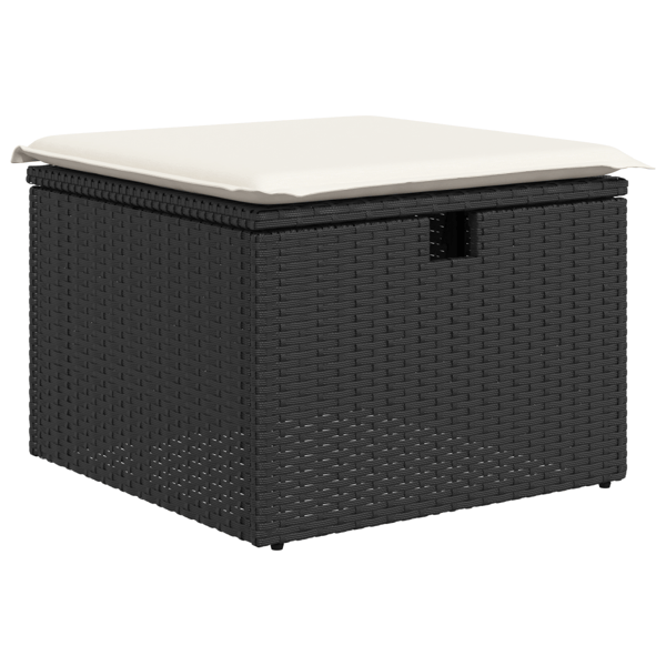 Trädgårdsoffset med kudde 7 pcs Svart Poly rattan