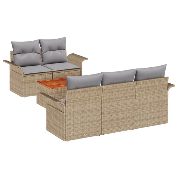 Trädgårdsoffset med kudde 6 pcs Beige konstrotting